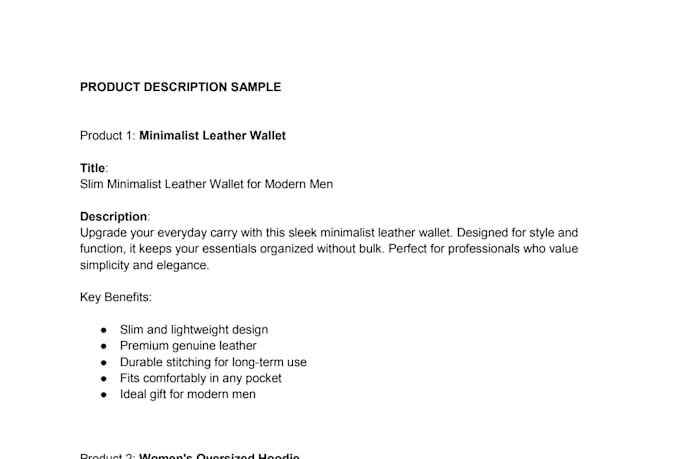 write SEO optimized shopify and etsy product descriptions